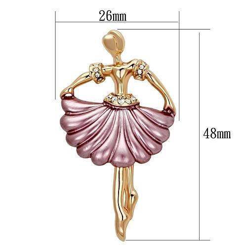 LO2780 - Flash Rose Gold White Metal Brooches with Top Grade Crystal in Clear-1